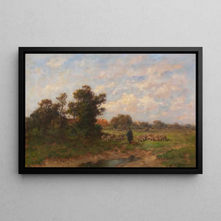 Dsir Thomassin - Schfer mit seiner Herde am Dorfrand.webp