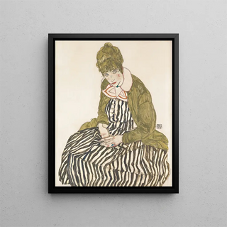 Egon Schiele - Edith with Striped Dress Sitting.webp