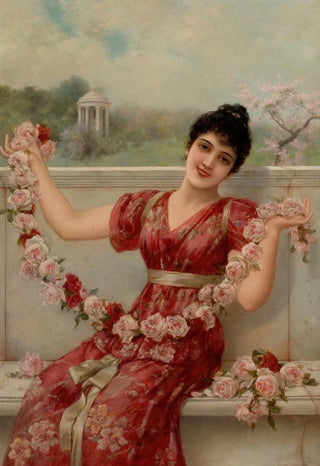 Emile EismanSemenowsky - Young Woman with a Chain of Roses.webp