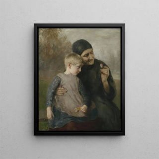 Ernst Karl Georg Zimmermann - Buerin mit Enkelin vor Landschaftshintergrund.webp