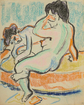 Ernst Ludwig Kirchner - Sitzender und liegender Akt auf Bett.webp