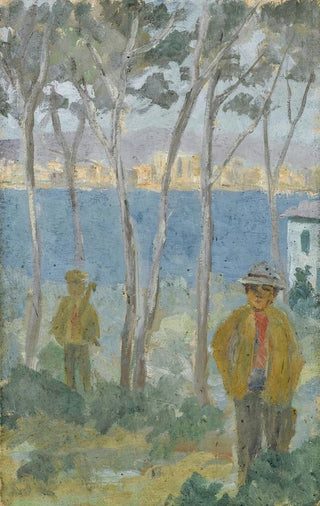 Ernst Schiess - View on a Bay at the Sea toward a City in the South.webp