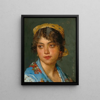 Eugen von Blaas - A Young Italian Woman with a Yellow Headscarf.webp