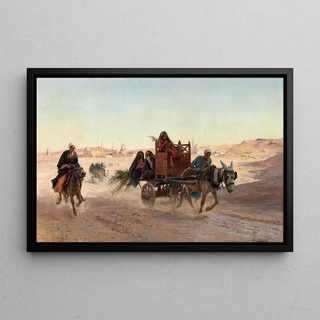 Eugne Girardet - En charrette dans la plaine des tombeaux des Califes Le Caire.webp