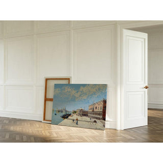 Figures près du Môle avec la Libreria, la Punta della Dogana et Santa Maria della Salute au loin - Antonietta Brandeis | Reproduction Tableau Décoration murale affiche copie