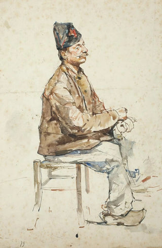 Floris Verster - Sitting man with hat and clogs.webp