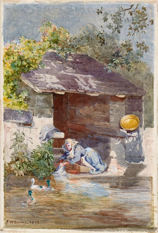 Frances Fanny Wilmot Currey - Woman Washing Clothes by a River.webp