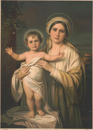 Franz Doubek - Virgin Mary holding baby Jesus.webp