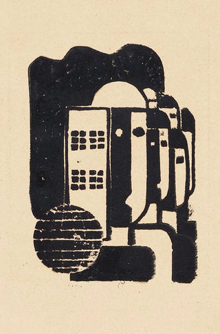 Franz Wilhelm Seiwert - Gruppe neben Fassade mit Gitterfenstern Vor 1927.webp