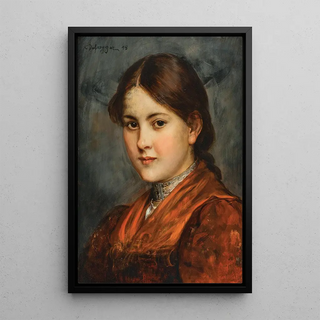 Franz von Defregger - A Young Girl in a Traditional Costume with Silver Choker.webp