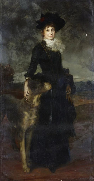 Friedrich August von Kaulbach - Mina Kaulbach with Great Dane.webp
