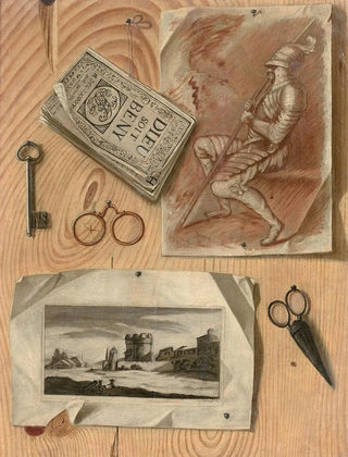 Gaspard Gresly - Trompelil au dessin reprsentant un soldat assis lalmanach et lestampe.webp