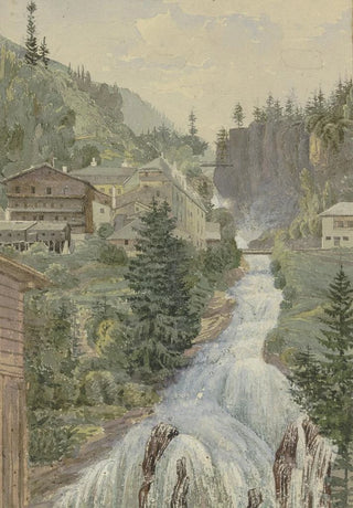 Georg Von Krieg - Alpine brook with houses.webp