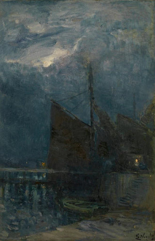 Guillaume Vogels - Entrance of a Harbour by Night.webp