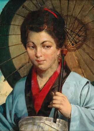 Gustav August Hessl - Japanese woman with parasol.webp