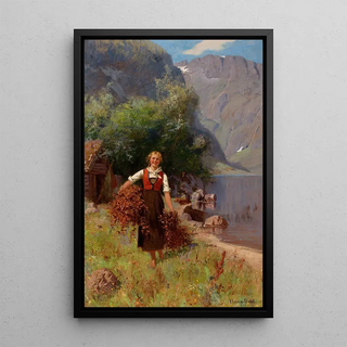 Hans Dahl - Girl in a Fjord Landscape.webp
