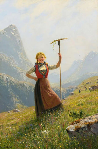 Hans Dahl - Peasant Girl With A Rake.webp