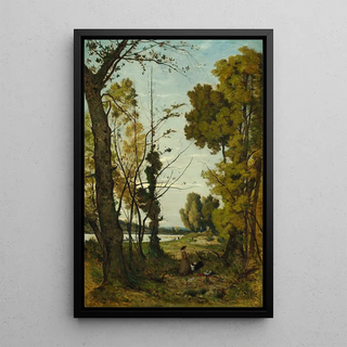 HenriJoseph Harpignies - Reading in the forest.webp