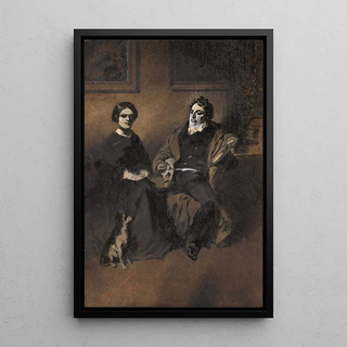 Henry Bonaventure Monnier - Portrait of the actor Frdrick Lematre with his wife and dog.webp