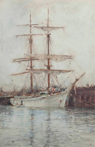Henry Scott Tuke - A Windjammer Moored In Falmouth Harbour.webp