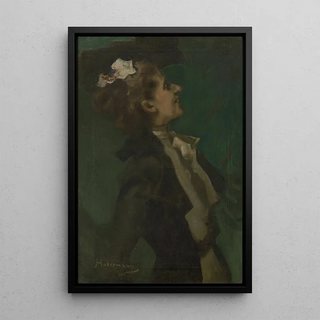 Hugo Freiherr von Habermann - Bildnis in Grn Frulein Olga Hess.webp