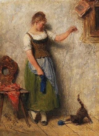 Hugo Kauffmann - Mdchen mit Katze.webp
