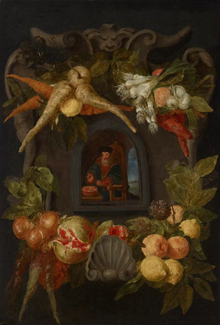 Jan Fyt - Allegories of the Four Seasons surrounded by garlands of seasonal flowers and fruits 1.webp