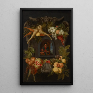 Jan Fyt - Allegories of the Four Seasons surrounded by garlands of seasonal flowers and fruits 1.webp