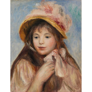 Jeune fille au chapeau rose - Pierre-Auguste Renoir | Reproduction Tableau Décoration murale affiche copie