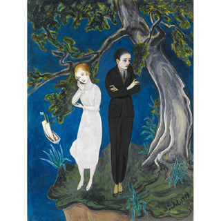 Jeune homme en noir, fille en blanc - Nils Dardel | Reproduction Tableau Décoration murale affiche copie