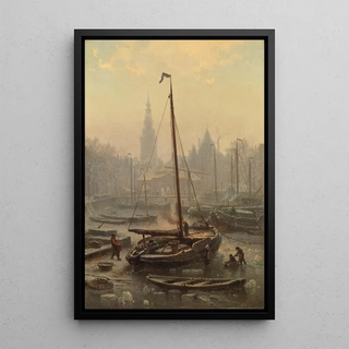 Johan Conrad Greive - The Nieuwmarkt in foggy weather.webp