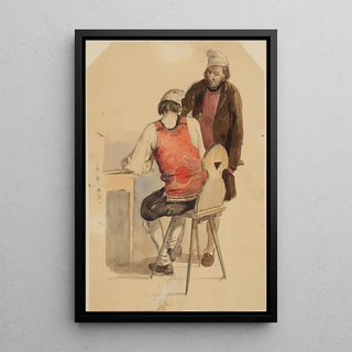 Johann Baptist Kirner - Zwei Hotzenwlder Bauern der linke auf einem Holzstuhl sitzend rechts dahinter der zweite stehend.webp