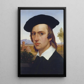 Johann David Passavant - SelfPortrait with Beret in front of a Roman Landscape.webp