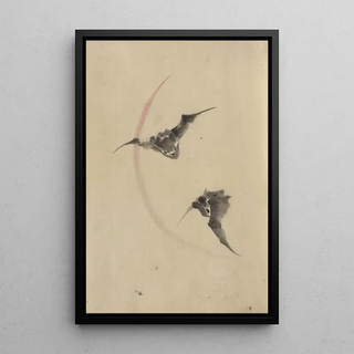 Katsushika Hokusai - Two bats flying.webp