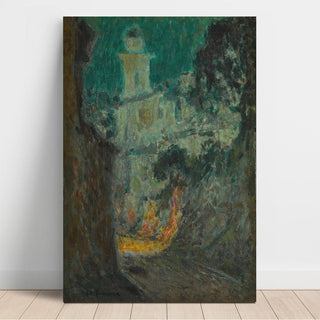 La rue au Clair de Lune, Villefranche-sur-mer - Henri Le Sidaner | Reproduction Tableau Décoration murale affiche copie