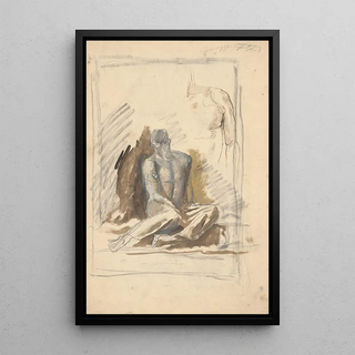 Ladislav Mednynszky - A study of a seated figure of a man.webp