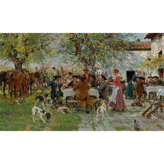 Le déjeuner des chasseurs - Raffaello Sorbi | Reproduction Tableau Décoration murale affiche copie