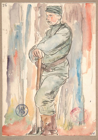 Leopold Gottlieb - A soldier of the Polish Legions digging shooting ditches.webp