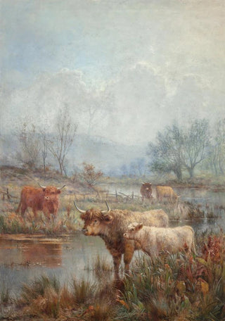Louis Bosworth Hurt - A misty morning Scotch cattle.webp