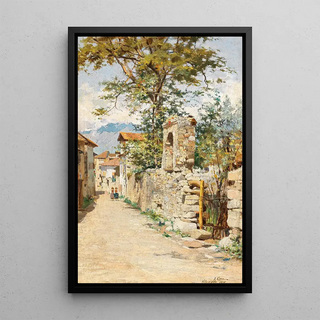 Luigi Cima - A Southern Street Scene with two Children.webp