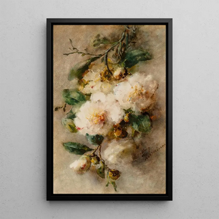 Margaretha Roosenboom - A spray of camellias hanging from a nail.webp