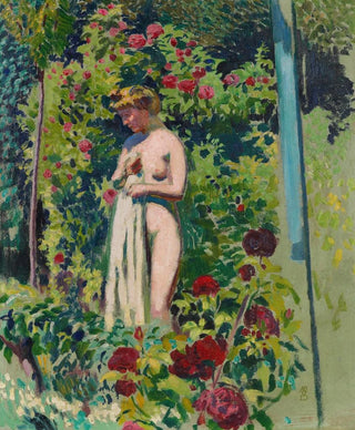 Maurice Denis - Nymphe aux fleurs Nu la draperie dans le jardin.webp