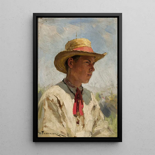 Mikoaj K Pimonienko - Study of a young boy in a straw hat.webp