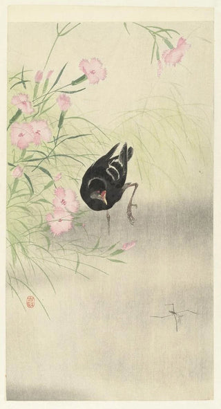 Ohara Koson - Moorhen at flowering plant.webp