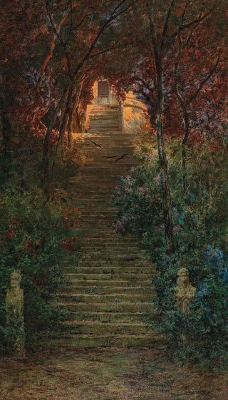 Othmar Brioschi - Aufgang zur Villa dEste im Sonnenlicht.webp