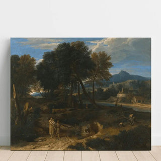 Pastorale avec un jeune pâtre et une femme tenant un enfant - Jean-François Millet | Reproduction Tableau Décoration murale affiche copie