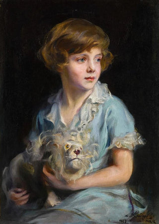 Philip Alexius de Lszl - Portrait of a Child with a Steiff Lion.webp