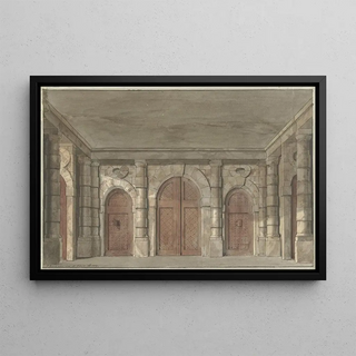 Pieter Barbiers - Ontwerp voor een toneeldecor van een voorportaal van een gevangenis.webp
