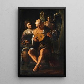 Pietro Paolini - An elderly man playing the guitar with a woman and a putto in attendance.webp