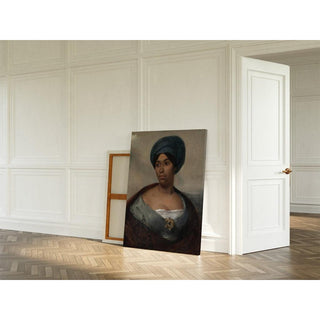Portrait d'une femme au turban bleu - Eugène Delacroix | Reproduction Tableau Décoration murale affiche copie